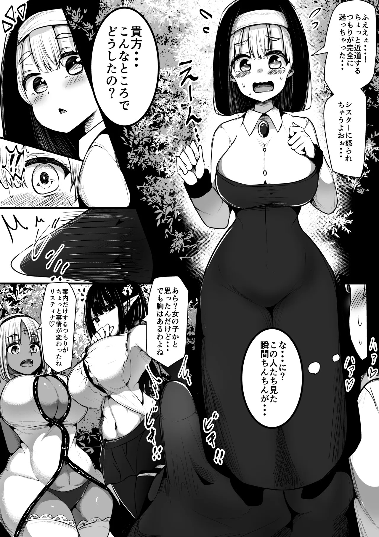 エルフメイドさんが巨乳男の娘シスターを筆おろしする話