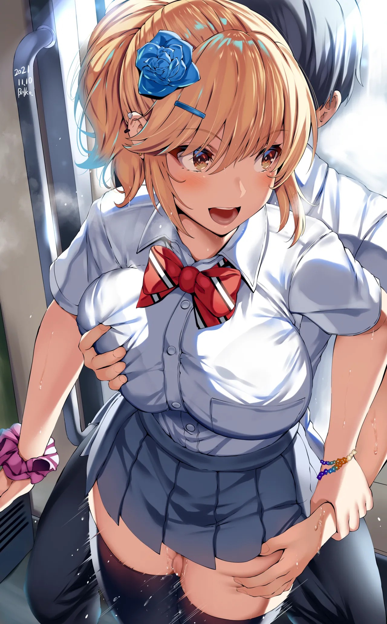 金髪ギャル姉(学生時代)ふとももコキ
