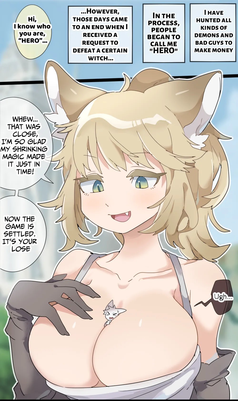 敵の獣耳巨大娘に丸呑みされてお腹の中で屈しちゃうvore漫画