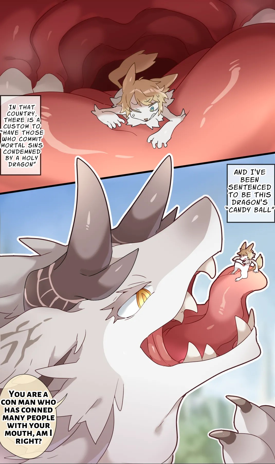 巨大ドラゴンに舐めしゃぶられたあと丸呑みされちゃうvore漫画
