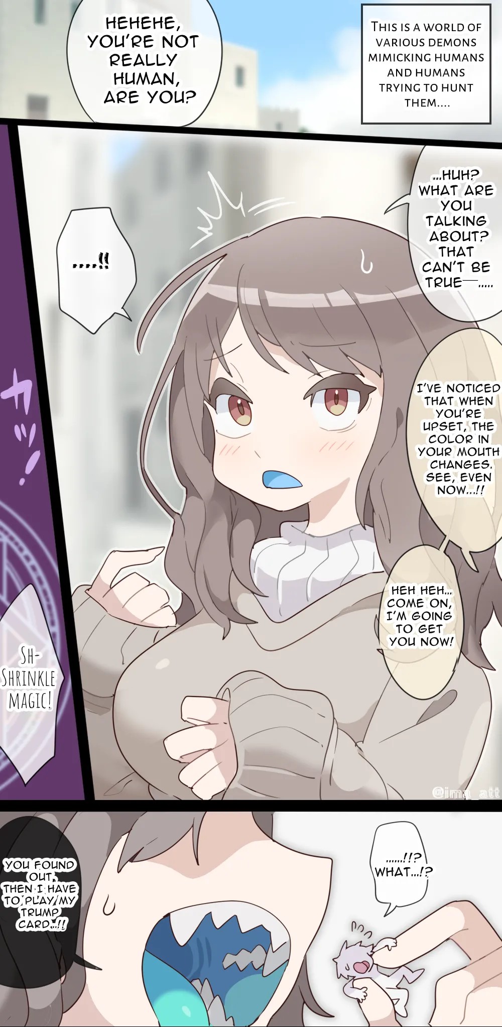 青粘膜の女の子に小さくされて丸呑みされちゃうvore漫画