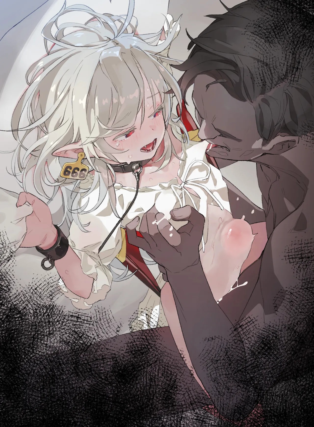 【Manga (JP/EN)】Toraware no Kyūketsuki Elika Chō〇 Chikubi-zeme & Kairaku-ochi 【Manga 4p・Irasuto 1-mai + Sabun・Dezain Rafu】